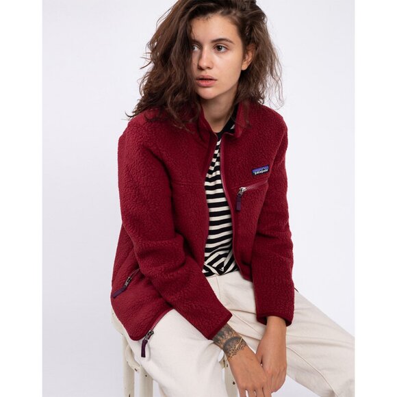 Patagonia Jackets & Blazers - Patagonia Women's Retro Pile Fleece Hoodie Jacket Size M Carmine Red